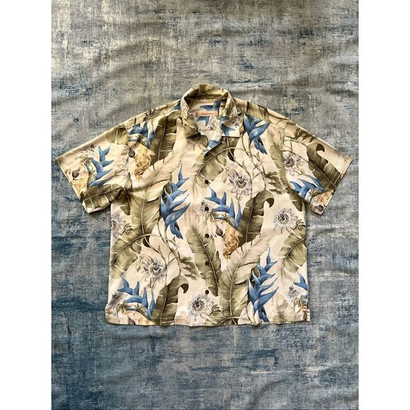 Tommy Bahama 100% Silk Paradiso Parrots Floral Camp Shirt Men's XXL - Picture 1 of 6